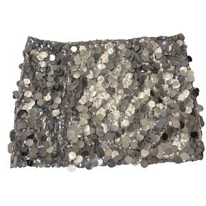 Edikted Silver Mirror Sequin Tube Crop Top XL Holiday Party Y2K Club Style NWT